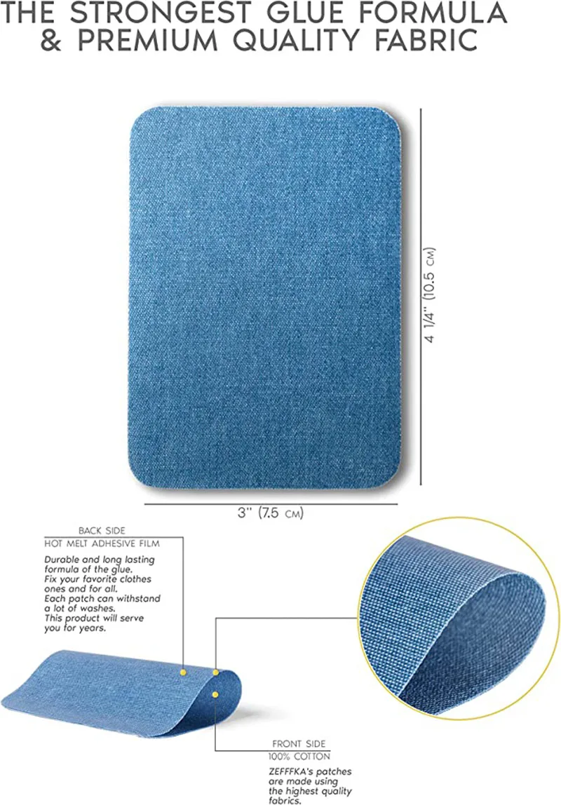 Description Picture 4 of item5Pcs Quality Denim Patch Iron on Jean Patches Self Adhesive Patches Clothing Repair Jeans Kit Jacket DIY Sewing Fabric Decor