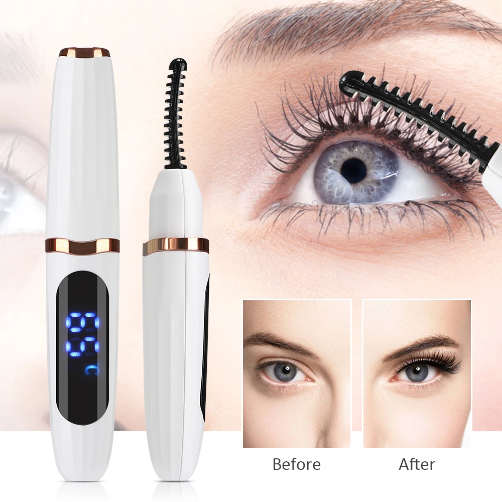 Eyelash Curler Heated Eyelash Curlers Electric Eyelash Curling Device Rechargeable Fast Heat up Natural Curler Long Lasting Makeup Tool