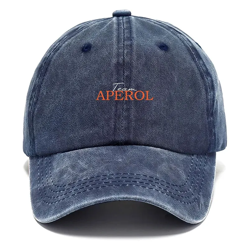 Team Aperol Vintage Washed Baseball Cap Retro Distressed Cotton Hat Unisex Verstellbare Snapback-Kappe für Gruppenfeiern, Sport und Freunde – Detail 9