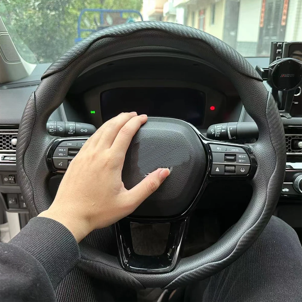 2/3PCS Carbon Fiber Silicone Car Steering Wheel Cover 38cm, steering wheel cover