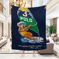 Digital Print P-Polos Bear Sofa Blankets for Winter Warm Knee Fleece Custom Bed Fluffy Soft Blanket King Size Microfiber Bedding 2