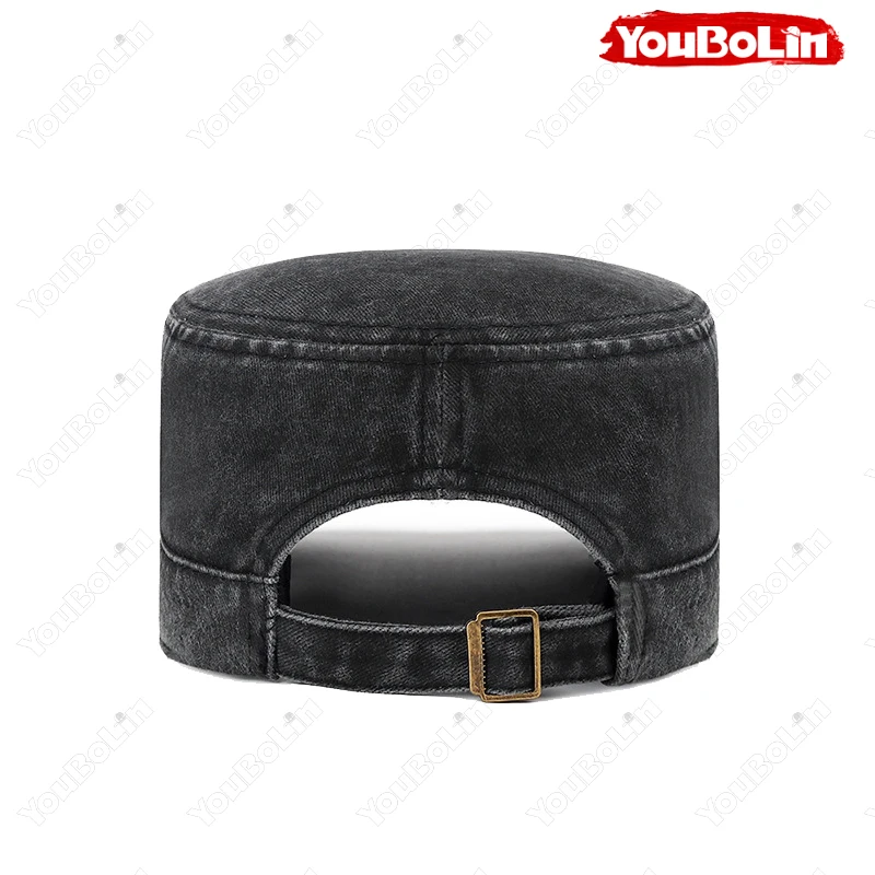 Distressed Textured Flat-Top Cap, Couple Style Outdoor Sun Protection Military Cap - Image 4