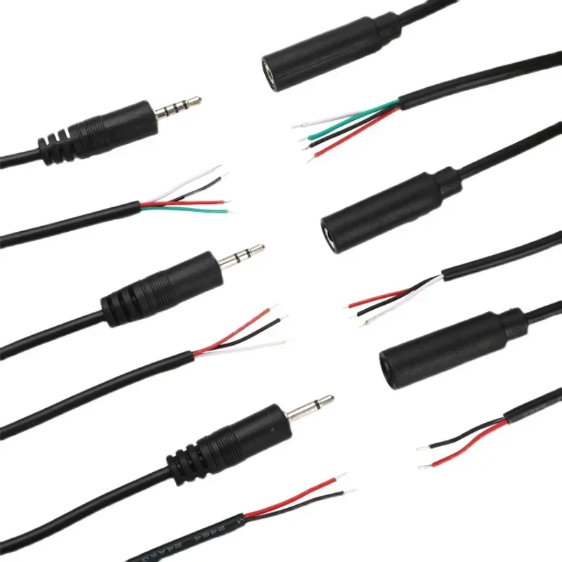 1/5Pcs 2.5mm 3.5mm 모노 스테레오 케이블 플러그 잭 커넥터 남성 여성 2P 3P 4Pin 연장 와이어 DIY 오디오 마이크 수리 케이블