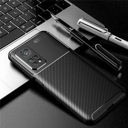 Silicon Carbon Fiber Protective Phone Case - Mi 11T(11T Pro) (Black)