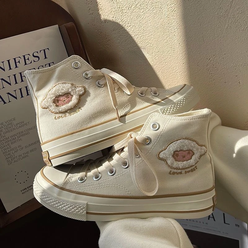 Fashion Solid Canvas Sneakers Femme Blue Heart Patchwork Zapatillas Mujer Spring Casual Ladies Footwear 2021 Autumn Shoes Woman