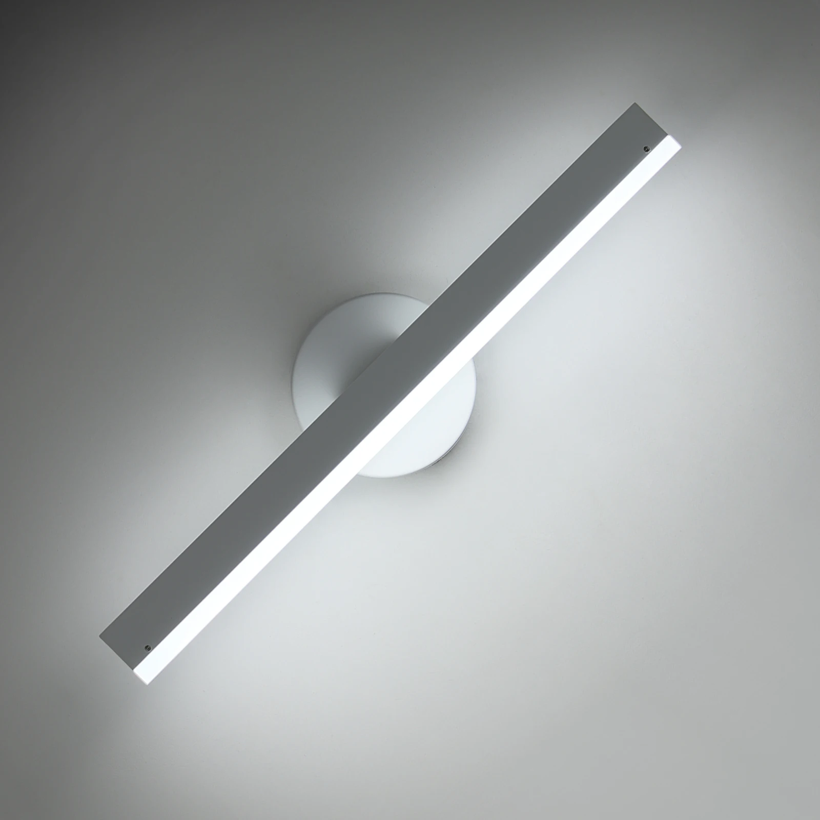 350° Rotatable LED Wall Lamp White Modern Linear Wall Sconce 12W 6500K Cold White Bathroom Mirror Light Bedroom Living Room Decor Wall Light Fixture
