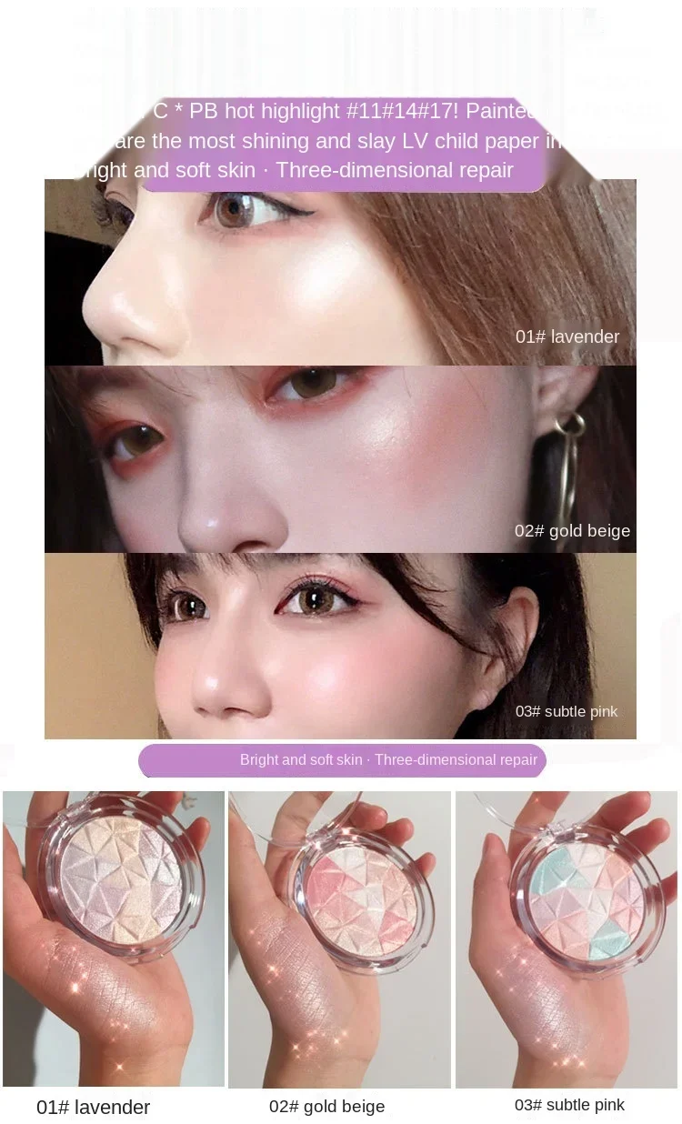 Description Picture 3 of itemHighlighter Powder Matte Pearlescent Facial Contour Palette Female Cosmetics Cute Makeup Palette Three-dimensional Face Nature