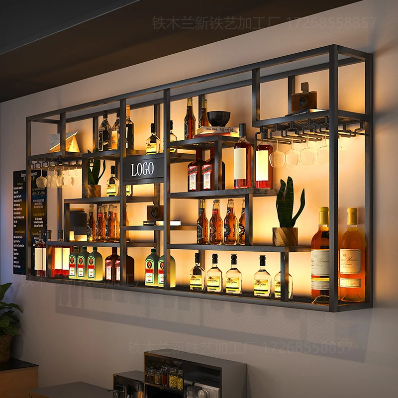 Custom Wine Rack Bar Counter Wall Hanging Wine Bar Wine Rack