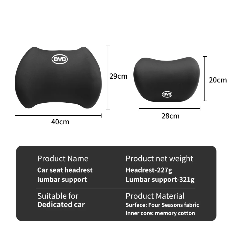 Car Lumbar Support Pillow Headrest Neck Pillow Massage For BYD M6 G3 G5 T3 13 F3 F0 S6 S7 E5 E6 Tang Song Qing Yuan Max