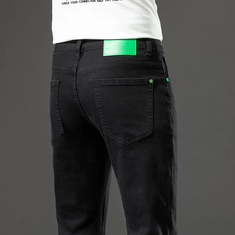 Black Jeans Men's Spring and Autumn Slim Straight 2024 New Fashion Simple Street Versatile Trendy Trousers