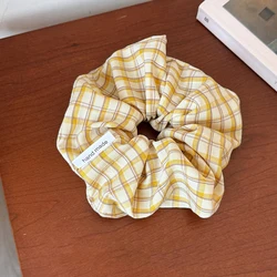 Yellow Plaid Korean Style Scrunchie - Chic Hair Accessory - Size fits all (C)