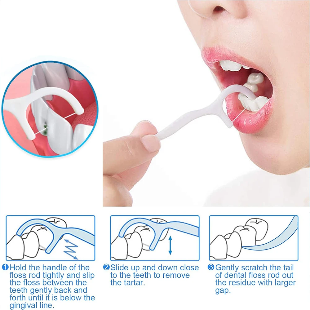 50~600pcs Portable Disposable Dental Floss Plastic Toothpick Hilo Dental Floss Teeth Stick Pick Box Oral Care