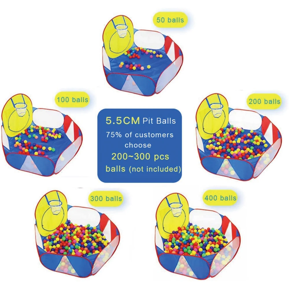 1.2M Portable Baby Ball Pool with Basket Foldable Children's Play Tent Cartoon Ball Pit Pool In/Outdoor Sports Educational Toy 5