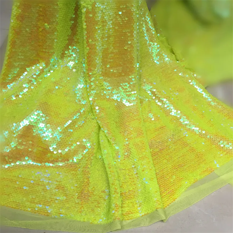 

2M DHL Lemon Yellow Sequin Fabric For Dress Quality DIY Fabric Costume Sewing Material Celebration Background Decors Width 130cm