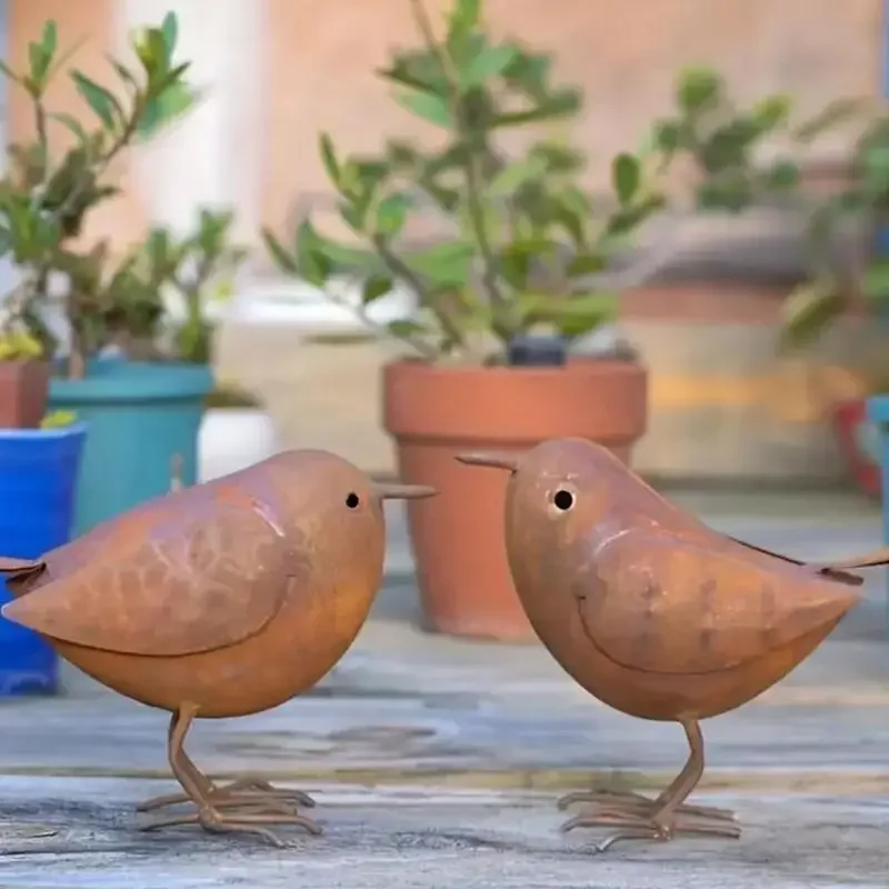 2 Stück Eisen-Vogelfiguren, dekorative Statuen-Kollektion, Tischdekoration, Skulptur – Detail 7