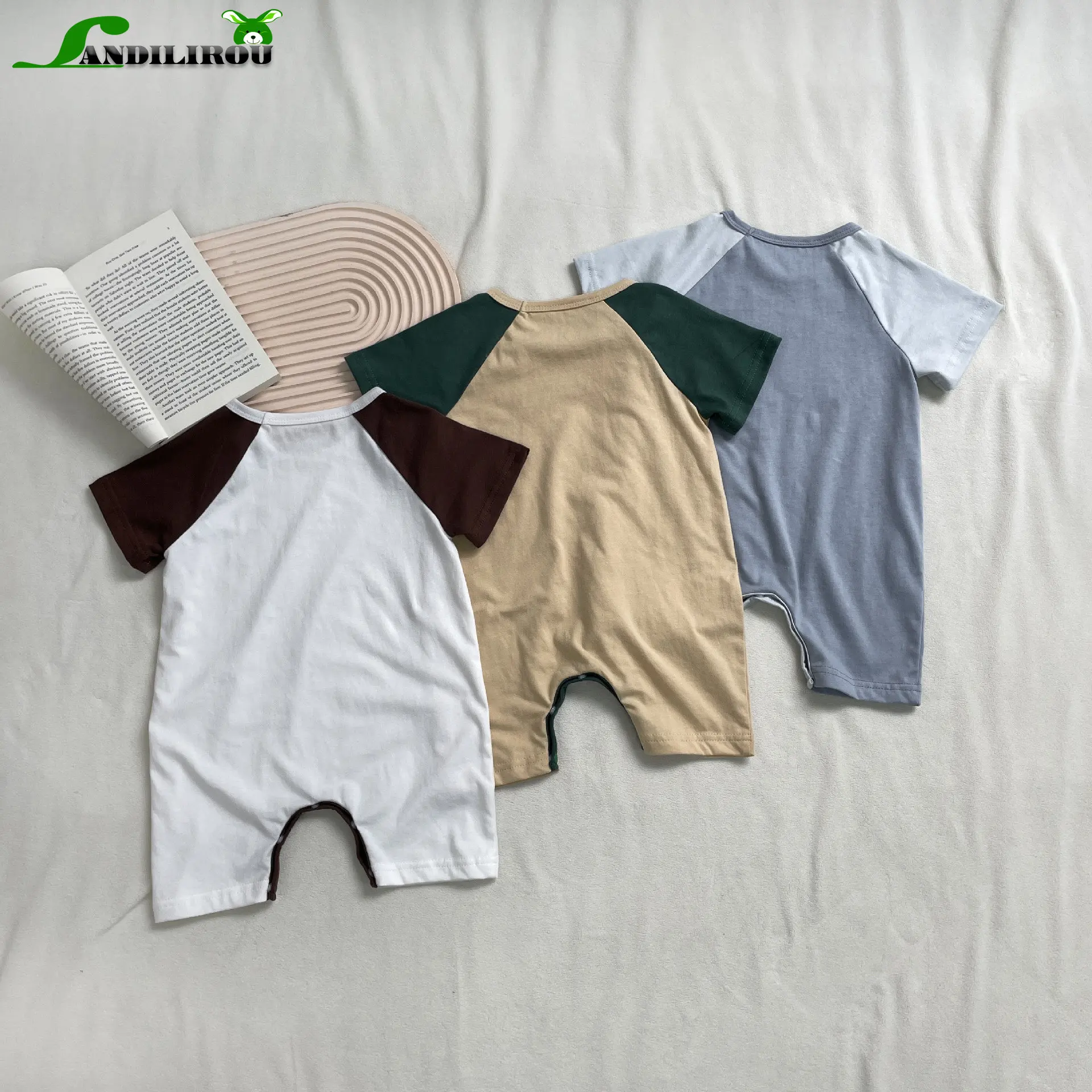 

Infant Newborn Romper 유아복 New In Summer Kids Baby Boys Short Sleeve Patchwork Cotton Jumpsuits Toddler Casual Outwear