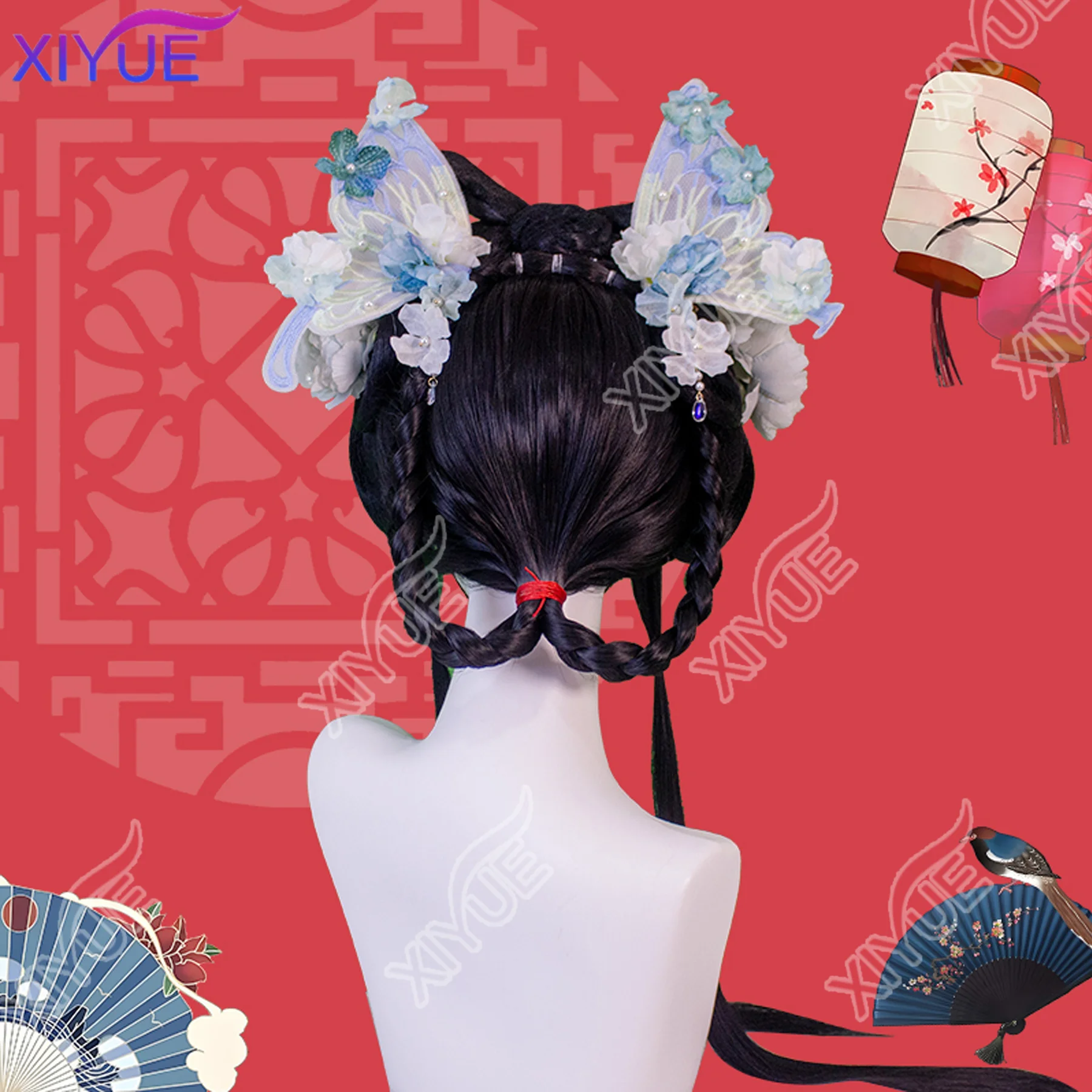 XIYUE Long straight Synthetic Ancient Chinese Ancient Style Wigs Cosplay Hanfu Modelling Wig Ancient Styleset