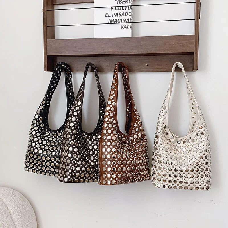 Designer Geometric Shoulder Bag For Women Top Brand Handbag Luxury Shiny Rivet Handmade Evening Clutch Bag Fashion Party Purse 5