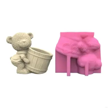 Cartoon Bear Flower Pot Mold 1
