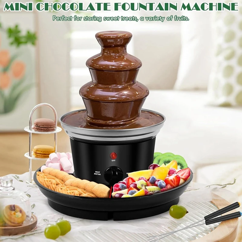 Three Layer Chocolate Fountain Machine Electirc Chocolate Fondue Set Detachable Mini Nostalgia Melting EU Plug