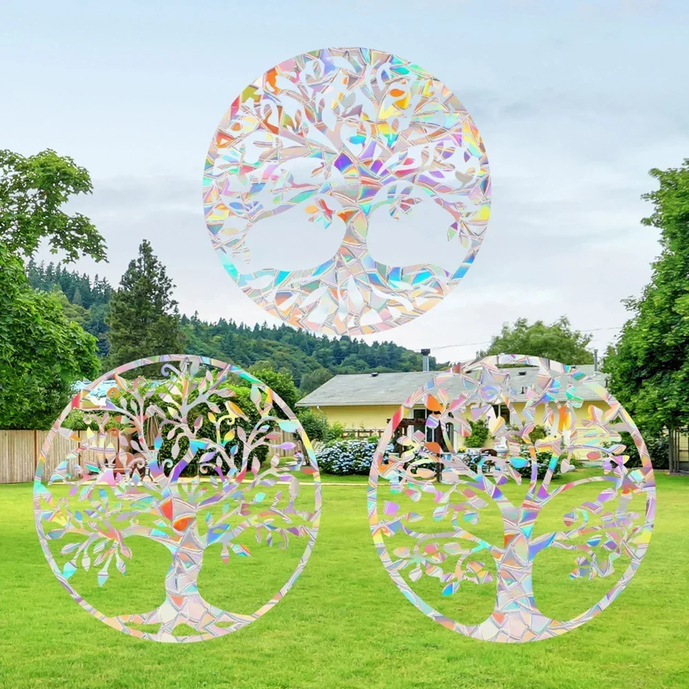 Window Rainbow Reflective Tree Stickers For Home Decoration Rainbow-Suncatcher Window Stickers PVC Reflective Life Trees