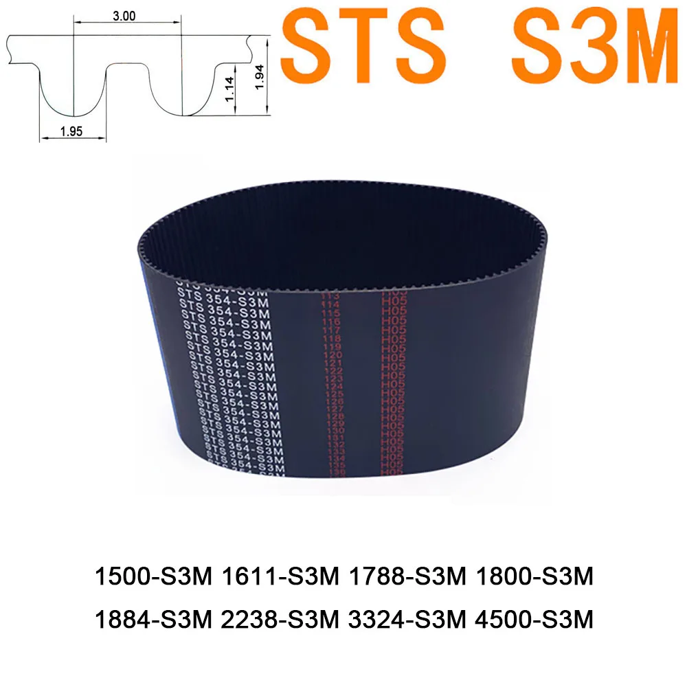 

STS S3M Rubber Timing Belt Pitch 3mm Width 6 10 15 20mm Length 900 918 924 927 948 999 1005 1014 1050 1056 1062mm