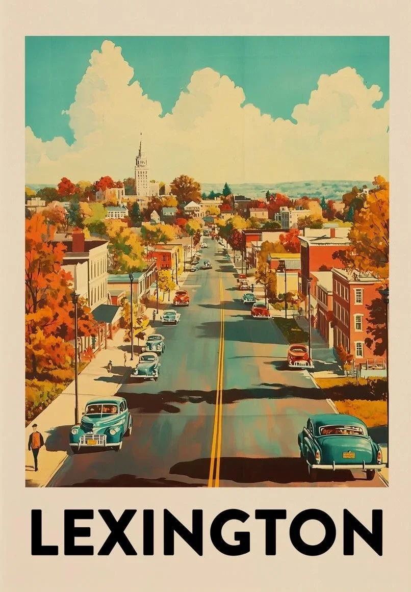 thumbnail image 1 of Retro Mid-Century City Bus Vacation Travel Landscape Poster London Paris Tokyo Chicago Canvas Painting Wall Art Room Home Decor, 1 of 5
