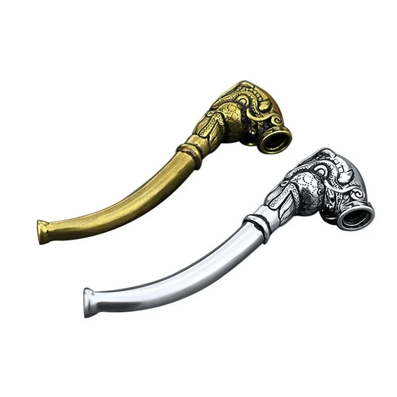 Antique Brass Smoking Pipe Bent Tobacco Tube Handmade Vintage Copper Cigarette Container Filter Home Desk Decorations Ornaments tobacco pipe tobacco smoking accessories herb smoking pipe smoking pipe tobacco grinder