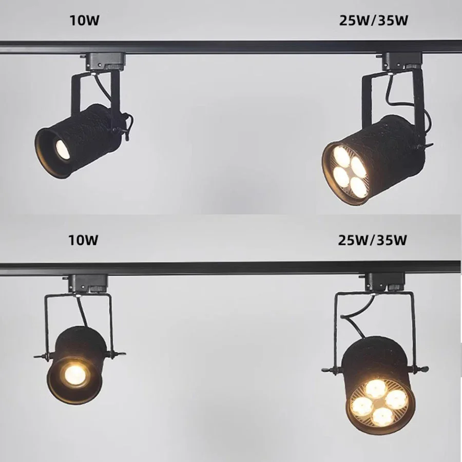 레트로 LED 트랙 조명, 산업용 다리미 레일 트랙 램프, 빈티지 LED 천장 스포트라이트, 의류 상점 카페 전시 장식, E27