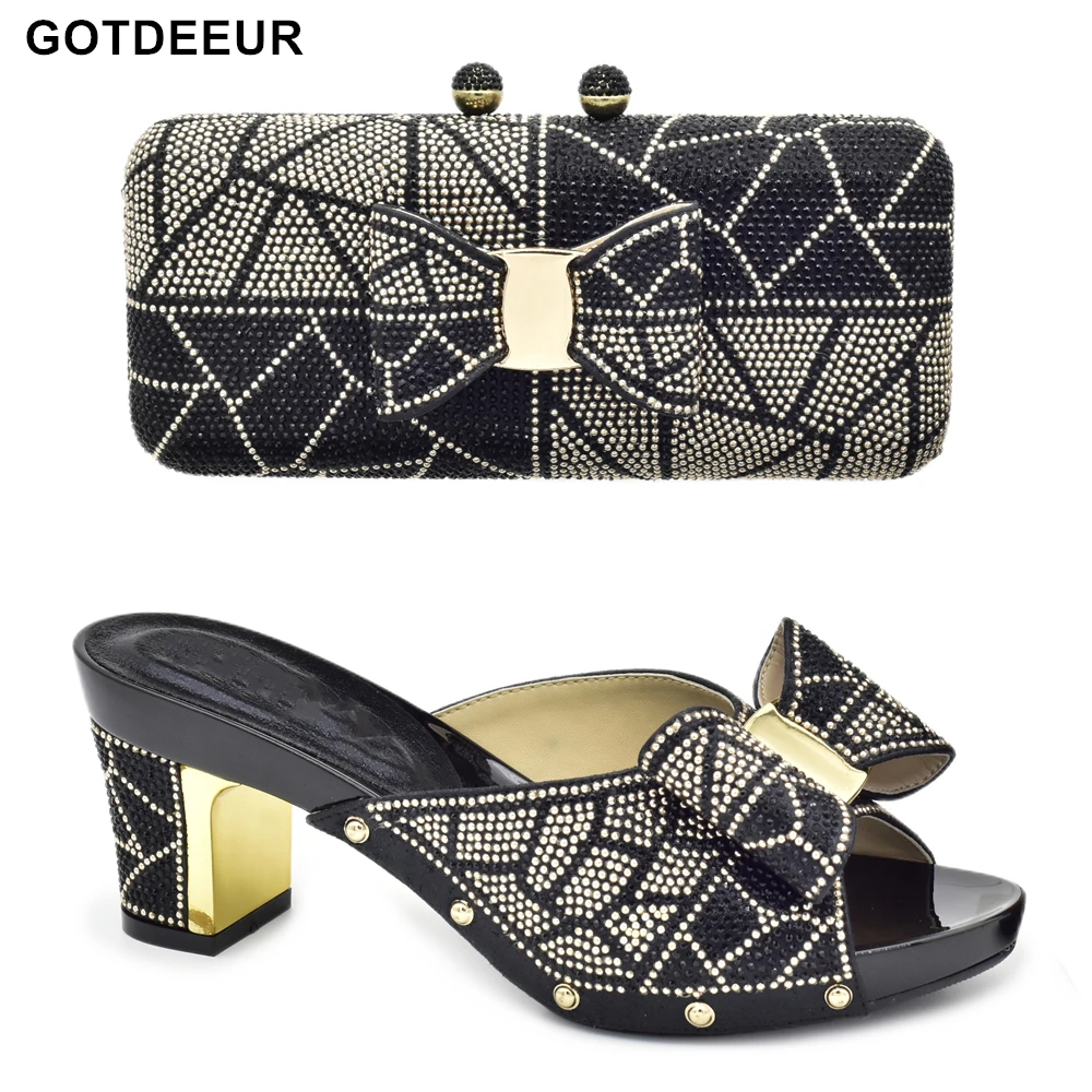 

Ladies Italian Shoes and Bag Set Decorated with Rhinestone Women Shoes High Heel Shoes and Bags To Match for Wedding Party Pumps