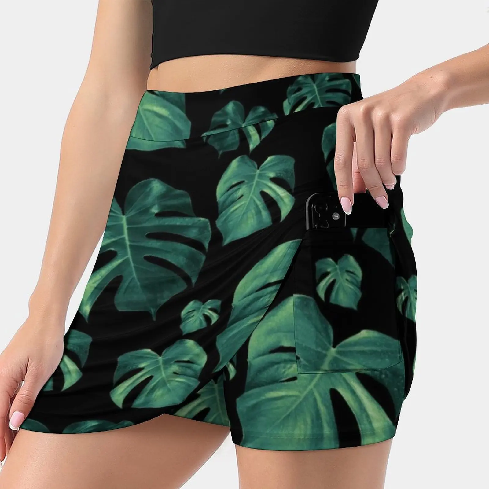 

Tropical Monstera Pattern #4 #Tropical #Decor #Art Women's skirt With Hide Pocket Tennis Skirt Golf Skirts Badminton Skirts