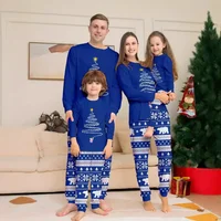 Christmas Matching Pajamas Set Mom Dad Kids Set Xmas Pjs Long Sleeve Top+Pants 2 Pieces Suit Baby Romper Warm Pjs Homewear Look 1