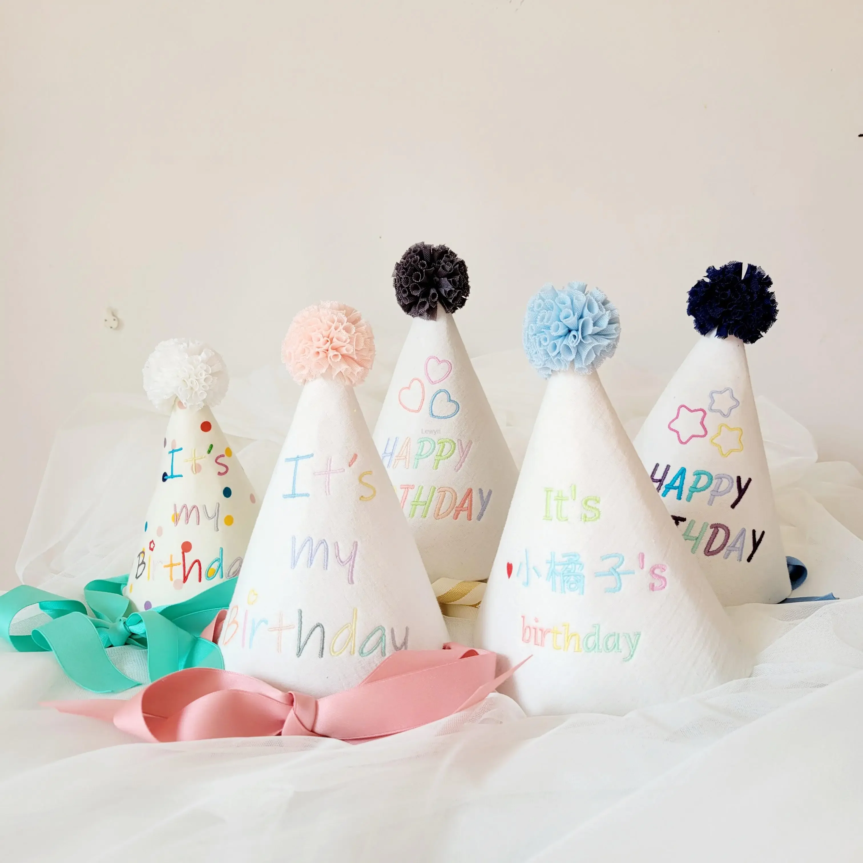 Happy Birthday Hat Embroidery Baby Child Boys and Girls Lovely