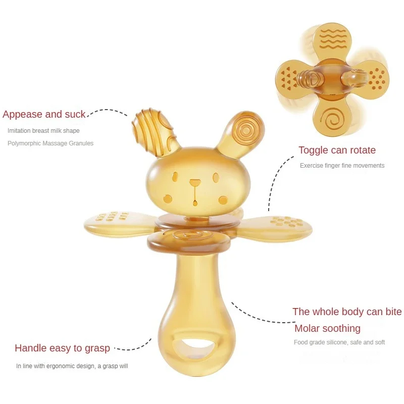 Baby Nursing Teething Toy Baby Teether Teething Pain-Relief Tool for Toddler Infant Newborn Rabbit Shape Silicone Teether Cares