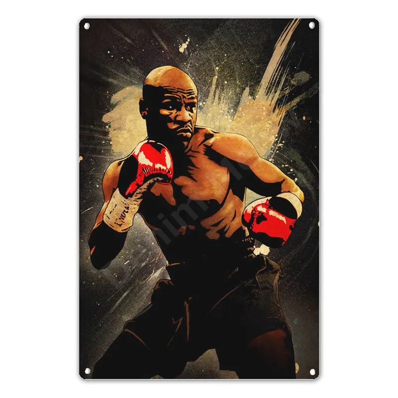 Plaque métal boxe thaï boxeur 30 X 20 CM