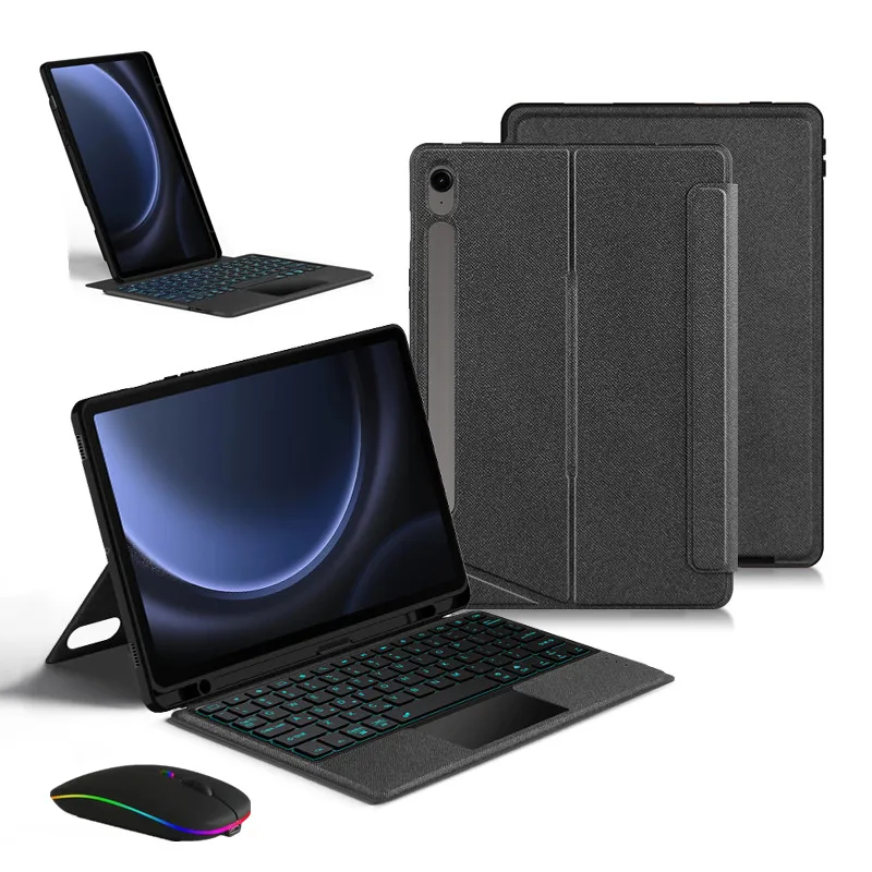 Teclado Compatível com Bluetooth para Samsung Galaxy Tab Tablet Case Trackpad Retroiluminado Split Cover Tab a9 Plus 11 Teclado