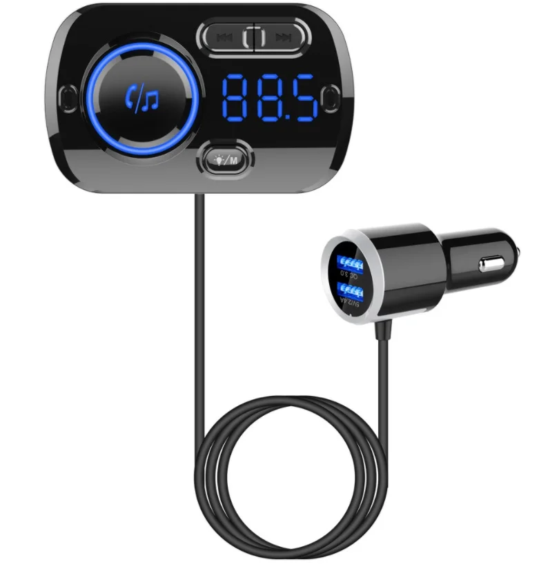 

Автомобильный MP3-плеер, Bluetooth-адаптер, автомобильный FM-передатчик, AUX аудио, беспроводной автомобильный комплект громкой связи, зарядное устройство USB QC3.0, поддержка TF-карты, светодиодный
