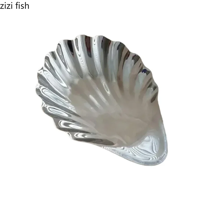304 Stainless Steel Shell Plate Metal Cheese Plate Dessert Dish Jewelry Storage Plate Decorative Dish Featured Tableware 6
