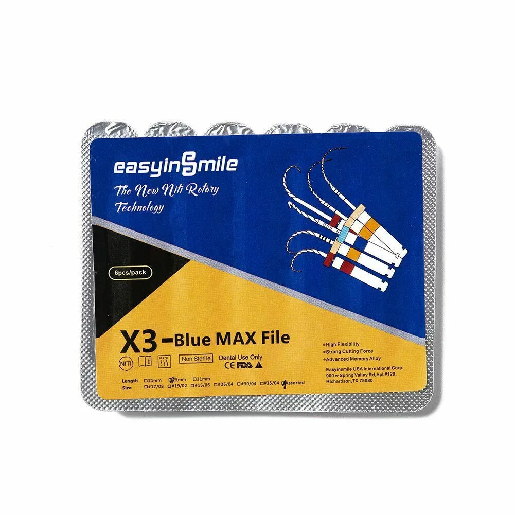 Endo Rotary Files Dental Endodontic X3 Taper Blue NITI Files 10/1PKs(60pcs) for Dentistry Endo Motor Treat tips