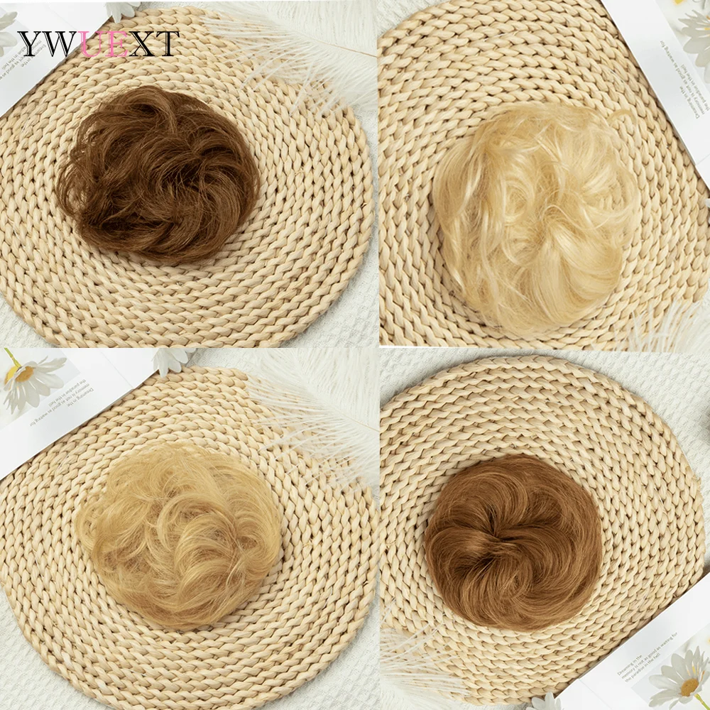 Panini chignon per capelli umani ricci Coda di cavallo Parrucchino Fascia elastica flessibile Panino per le donne Updos marrone miele Ciambella Chignon Capelli