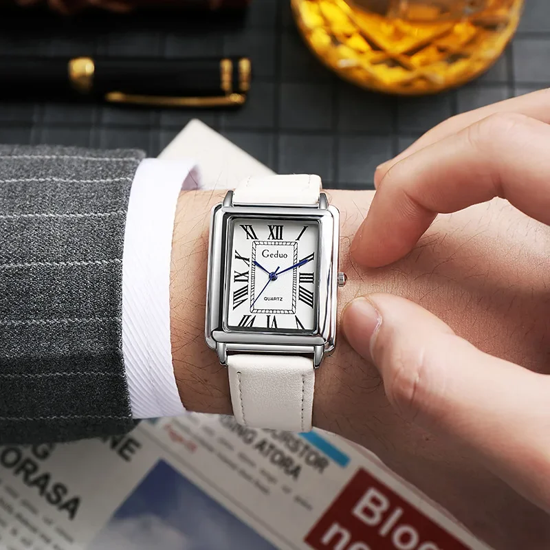 New Fashion Designer Rectangle Dial Quartz Watch for Men