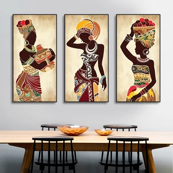 Ethnic African Woman Canvas Set Prints