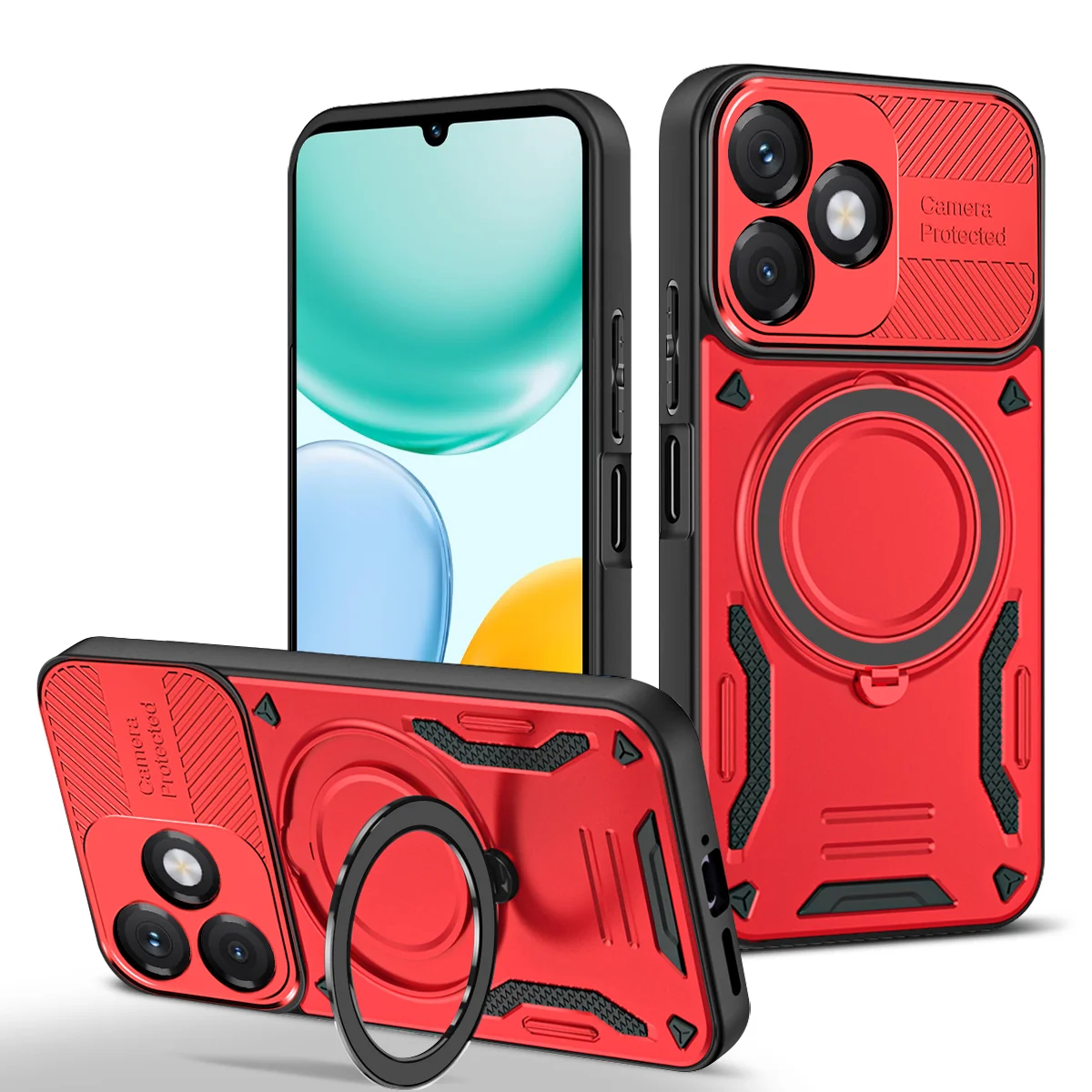 Luxury Armor Magnetic Phone Case with Ring Bracket and Shockproof Bumper Protection