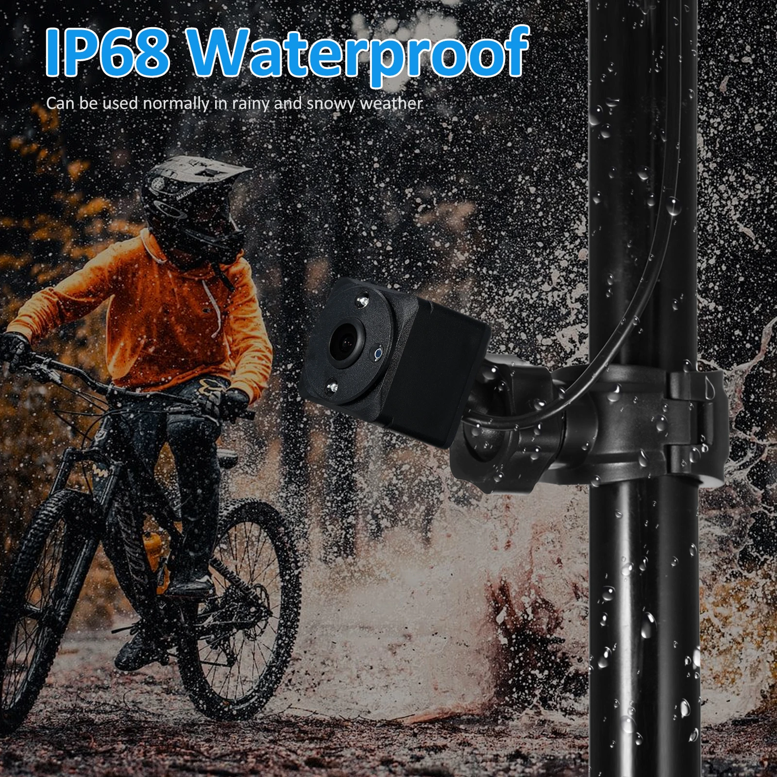 1080P 자전거 백미러 카메라, 4.3 인치 모니터, 야간 투시경, 150 ° 광각 뷰, 360 ° 조절 가능 브래킷