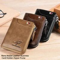 Mens Wallet Leather Business Card Holder Zipper Purse Luxury Wallets for Men RFID Protection Purses Carteira Masculina Luxury
