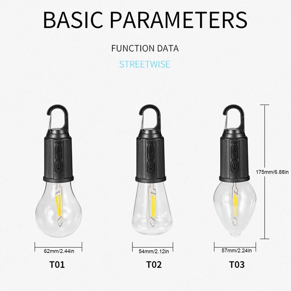 Portable Camping Light 600mAh LED Camping Lamp with Hook Portable Lighting Lantern Type C Charging Waterproof for Hiking Fishing camping lamp camping lights