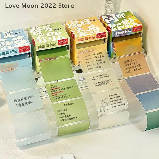 126 Sheets Color Matte Sticky Notes Pads Stationery Posted It Memo Notepad Notebook Pull-out Message Sticker 4