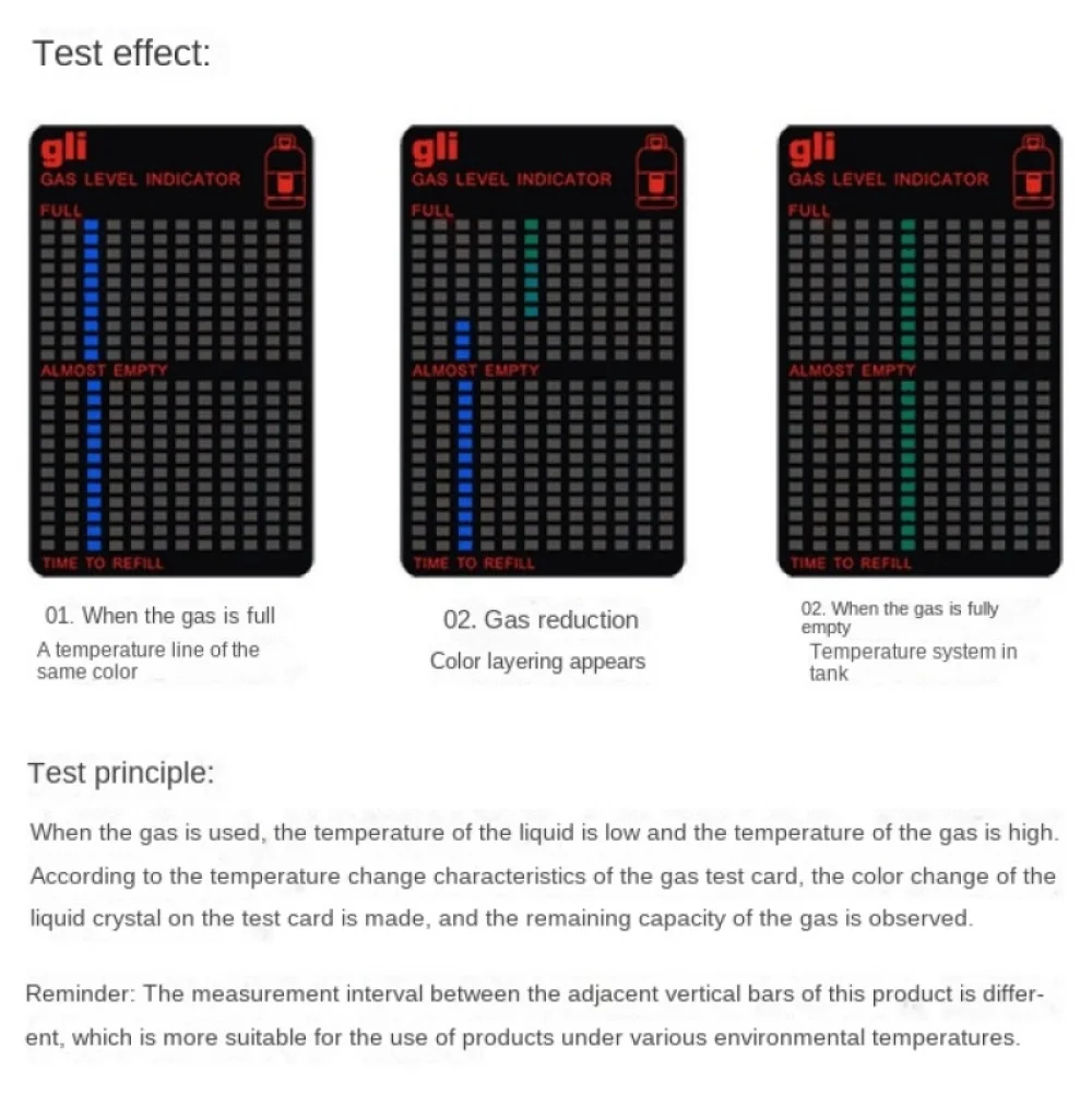 Gas Tank Level Indicator Gas Capacity Test Sticker Gas Residual Pressure Test Card