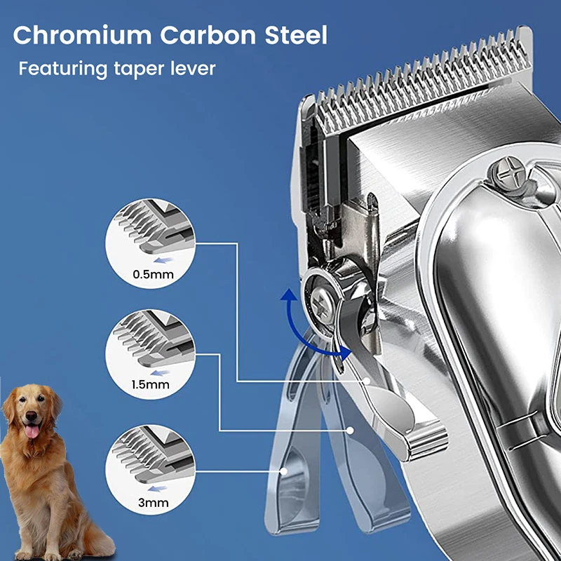 Dog Hair Trimmer Professional All Metal Rechargeable Pet Trimmer Cat Shaver Cutting Machine Puppy Grooming Haircut Low Noice
