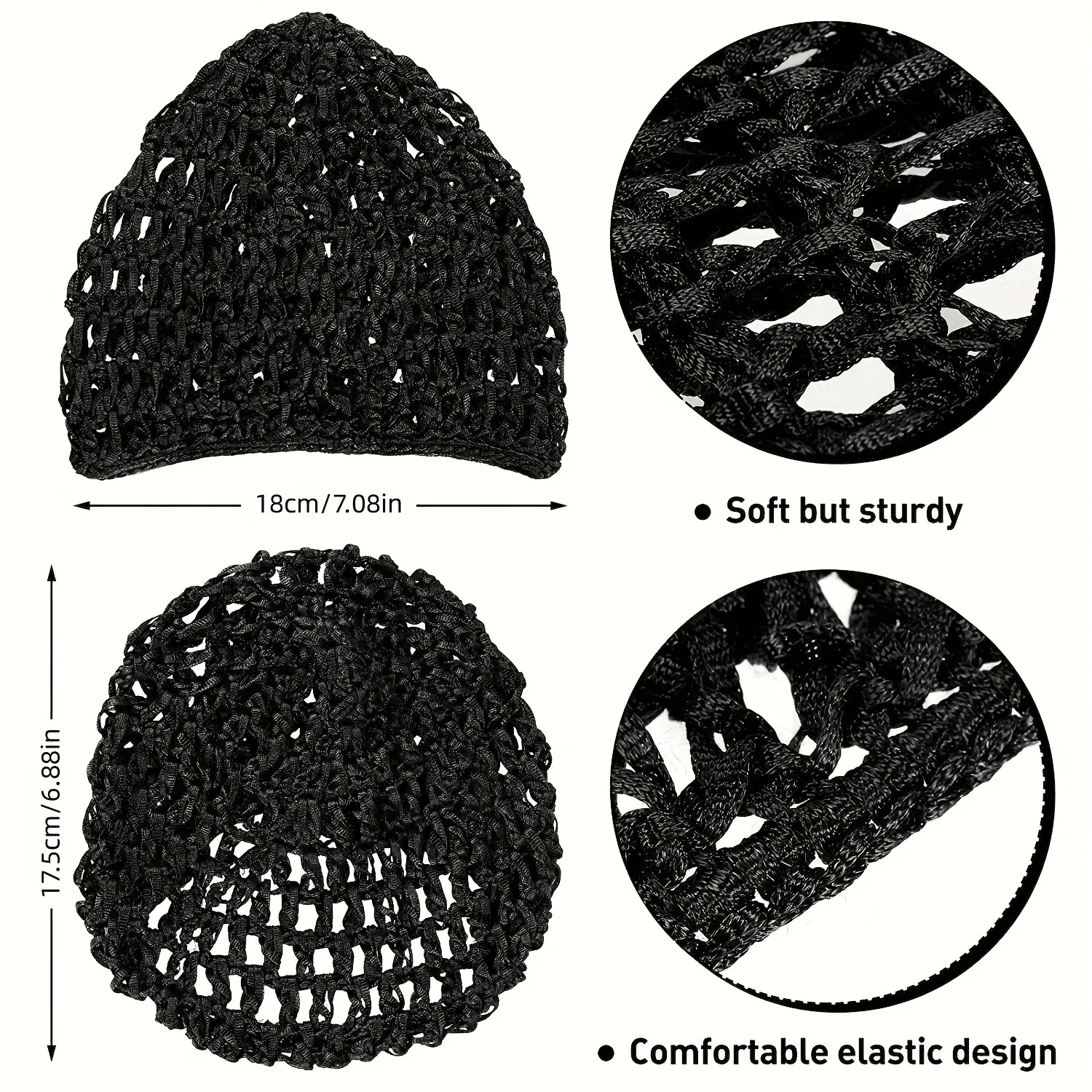 1pc Mesh Crochet Hair Net, Hair Nets For Women, Mesh Crochet For Women Hair Wrap For Sleeping Rayon Knit Snood Hat 3